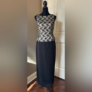 VTG Marie St. Clair Black Lace Bodice Evening Formal Dress Women’s Size 6 Petite